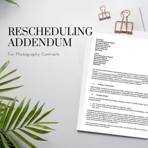 Rescheduling Addendum for Photography Contracts