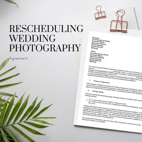 Rescheduling Wedding Photography Agreement