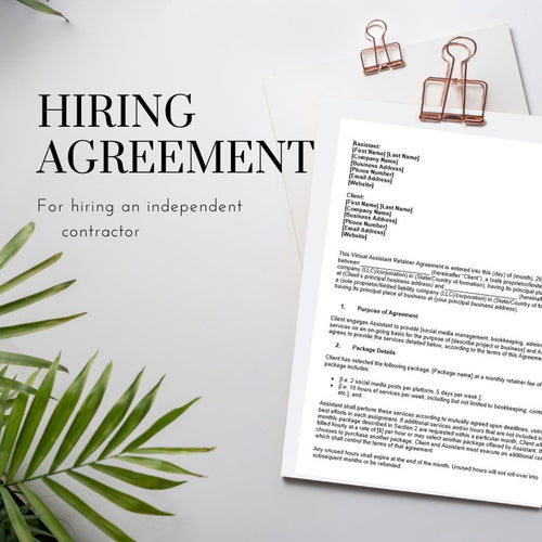Independent Contractor Retainer Agreement for HIRING PURPOSES
