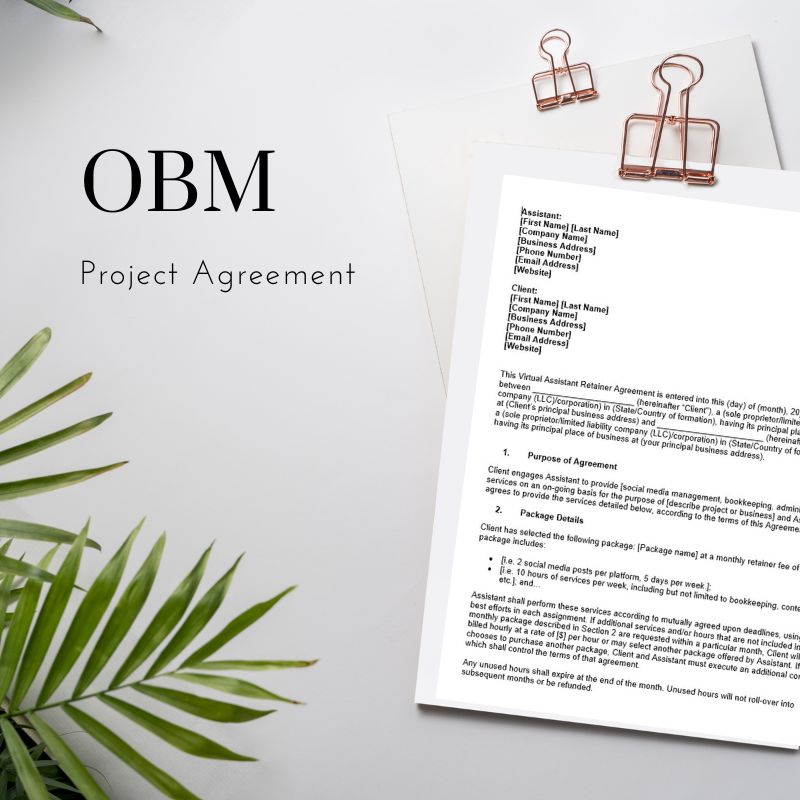 Online Business Manager (OBM) Project Agreement