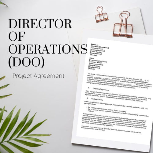 Director of Operations (DOO) Project Agreement