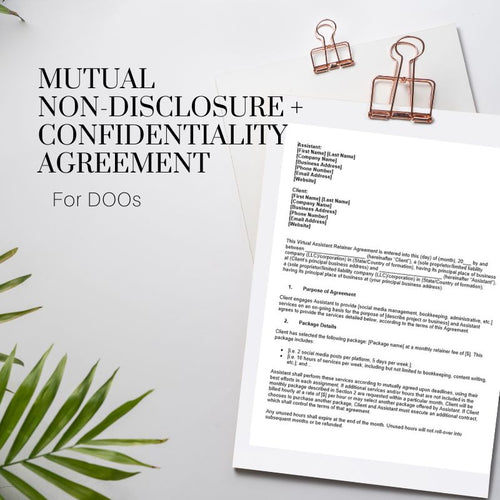 Mutual Non-Disclosure and Confidentiality Agreement for Director of Operations (DOO)
